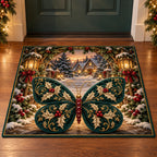 Christmas Velvet Butterfly Winter Glow Doormat flat printed mat in matching Christmas setting