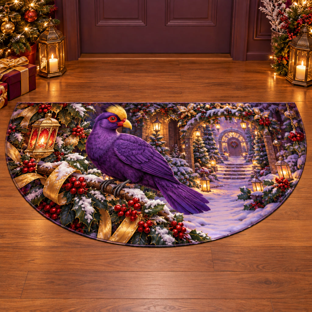 Christmas Violet Bird Christmas Garden Semicircle Mat flat printed mat in matching Christmas setting