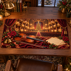 Christmas Violin Velvet Theater Desk Mat flat printed mat in a coordinated Christmas room