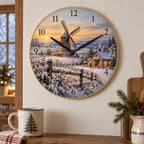 Christmas Windmill Wooden Wall Clock with layered printed depth and niche-specific Christmas background