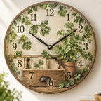 Cilantro Apothecary Drawer Wooden Wall Clock with printed dimensional artwork
