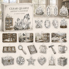 Clear Quartz advent calendar box and 24 mineral-themed printed acrylic charms