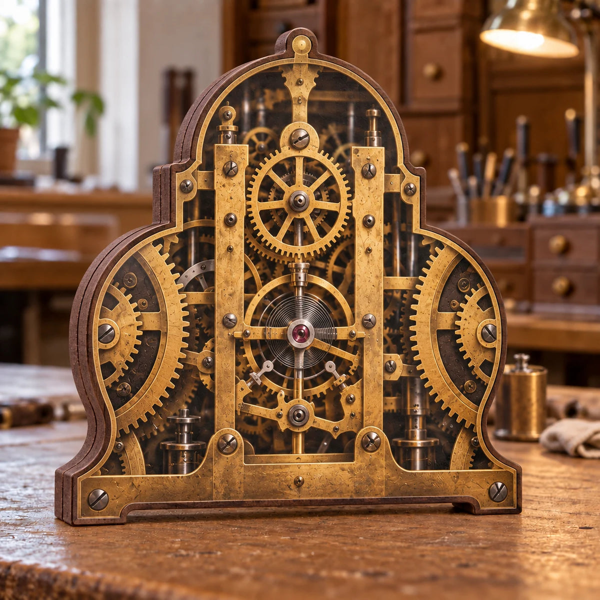 Clock Repair Workshop Wooden Block 3 Layer with printed optical 3D artwork