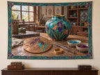 Cloisonne Enamel Atelier Wall Tapestry with original printed optical 3D artwork