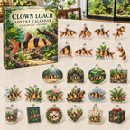 Clown Loach advent calendar box with 24 themed flat printed acrylic charms