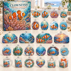 Clownfish advent calendar box with 24 themed flat printed acrylic charms