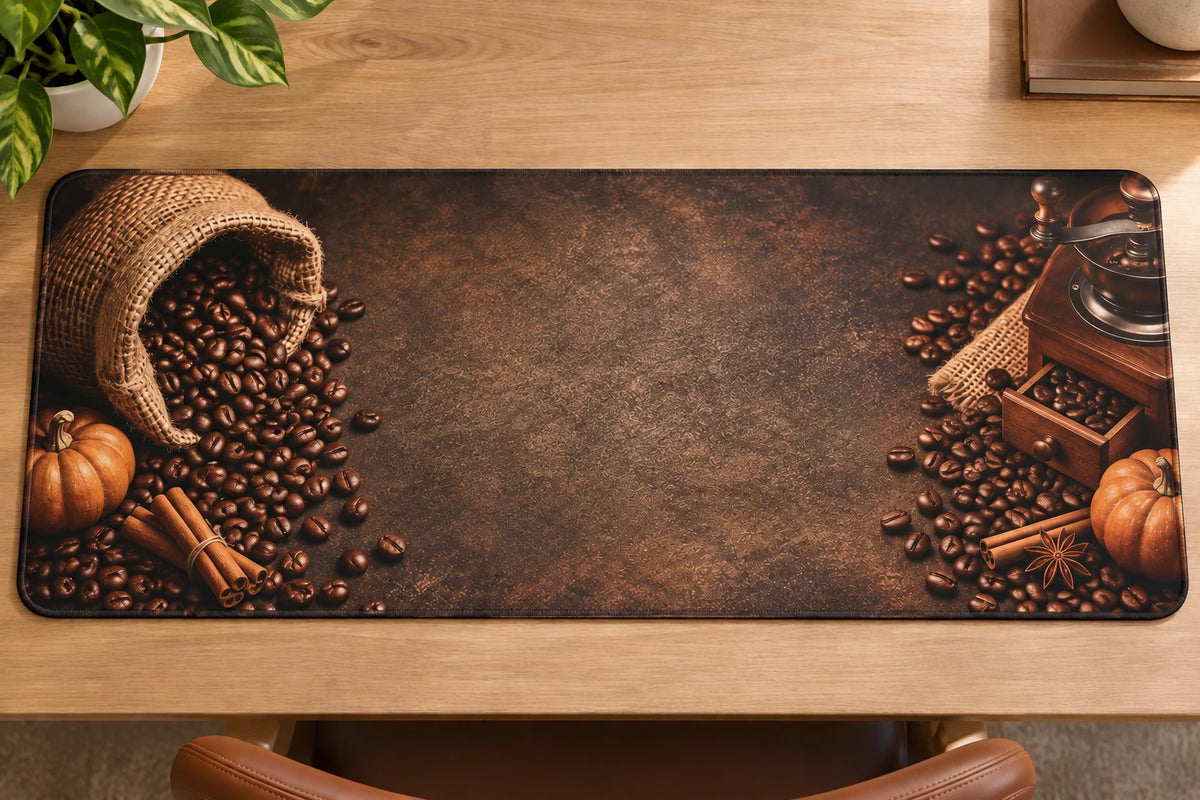Coffee Sack Autumn Spice Desk Mat with printed dimensional artwork