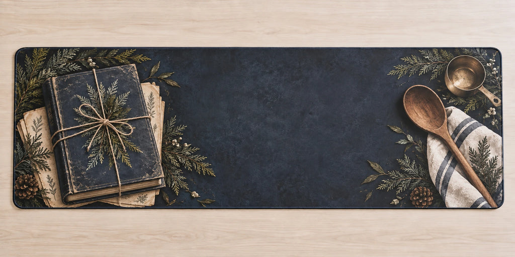 Cookbook Collector Holiday Reading Desk Mat with printed dimensional artwork