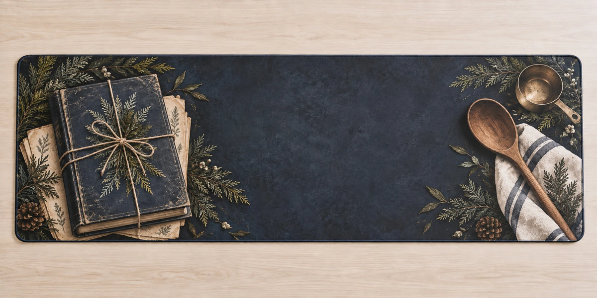 Cookbook Collector Holiday Reading Desk Mat with printed dimensional artwork