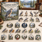 Cooper Hawk advent calendar box with 24 themed flat printed acrylic charms