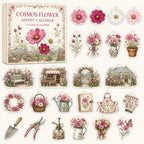 Cosmos Flower advent calendar box and24 printed acrylic floral charms