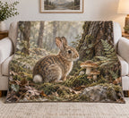 Cottontail Rabbit Mushroom Hollow Fleece Blanket with printed dimensional artwork