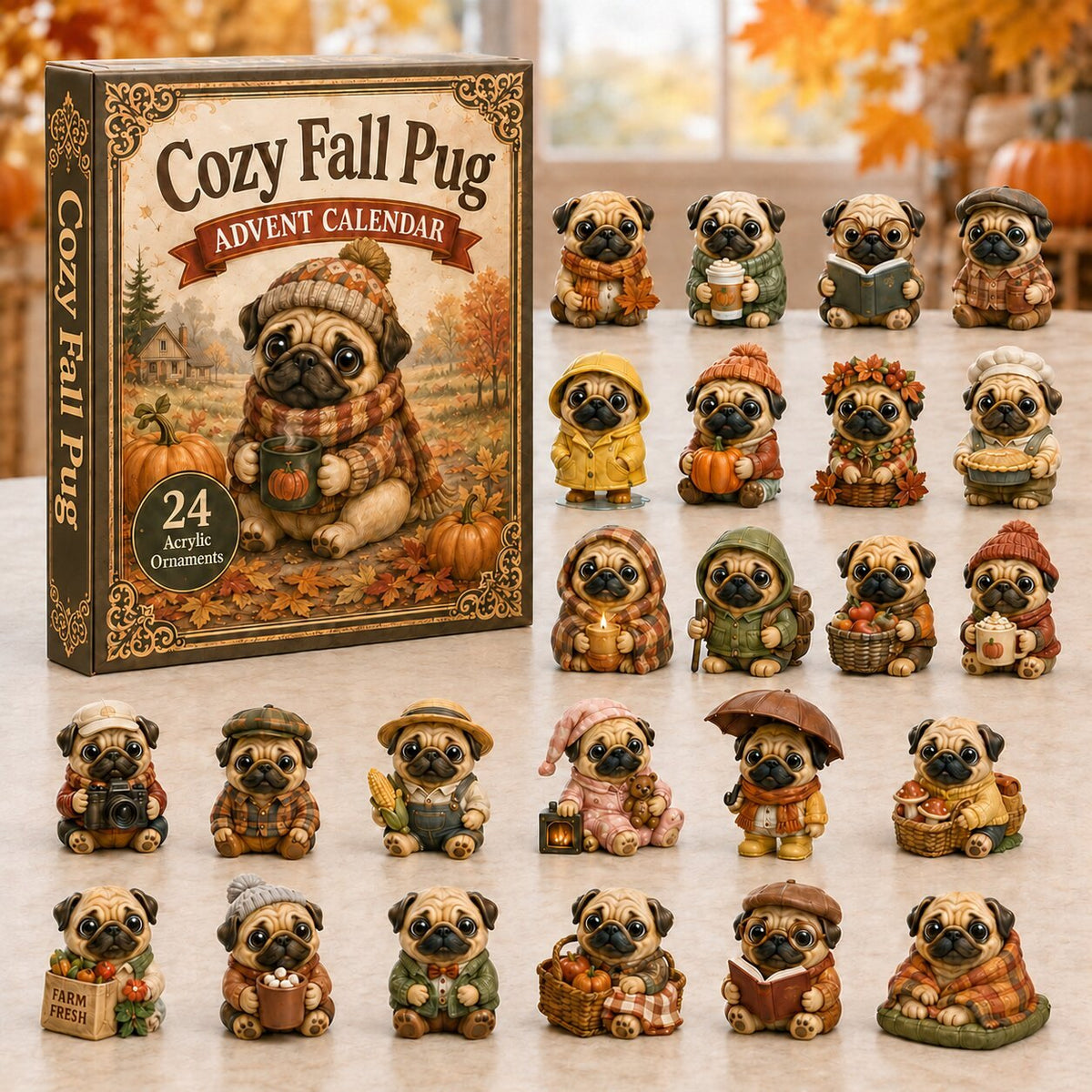 Cozy Fall Pug advent calendar