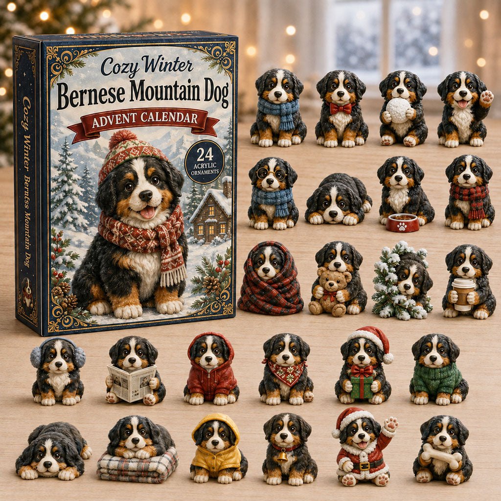 Cozy Winter Bernese Mountain Dog advent calendar