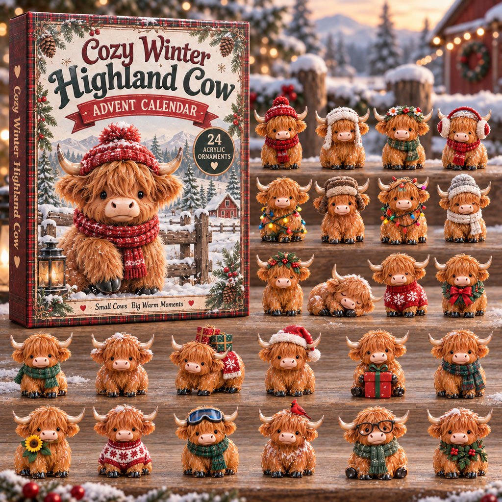 Cozy Winter Highland Cow advent calendar