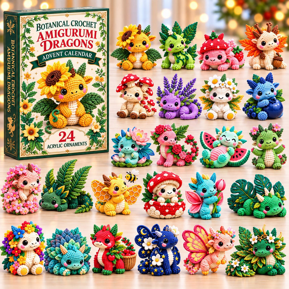 Crochet Botanical Dragon advent calendar