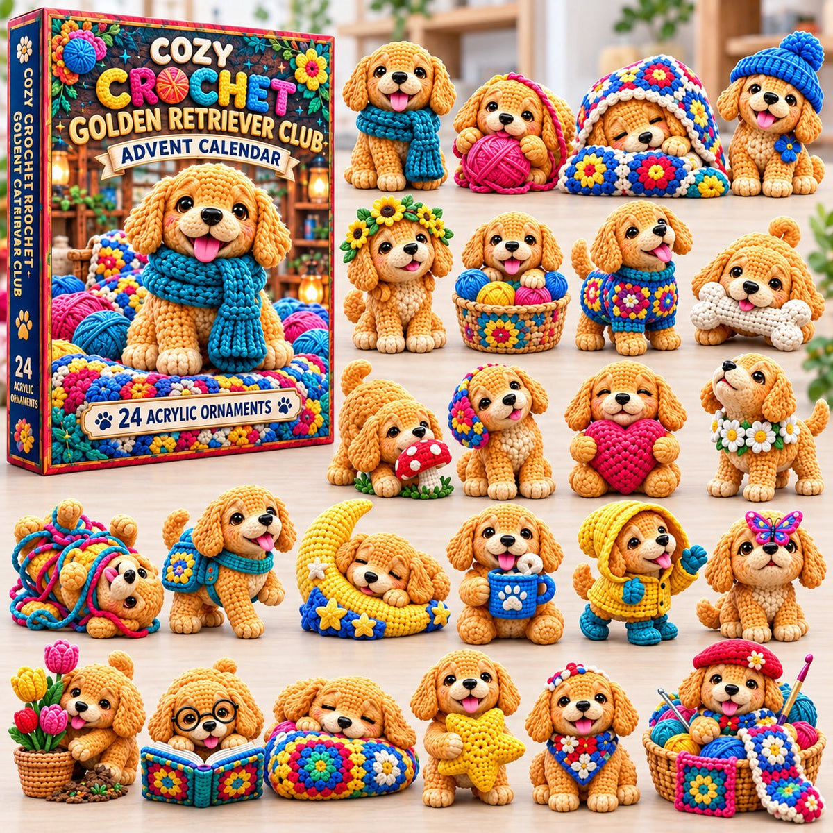 Crochet Golden Retriever advent calendar