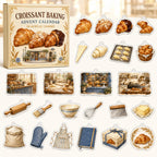 Croissant Baking advent calendar box and24 printed acrylic baking charms