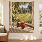 Croquet Garden Lawn Wall Tapestry with original printed optical 3D artwork