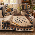 Crossword Morning Fleece Throw Blanket with original printed optical 3D artwork