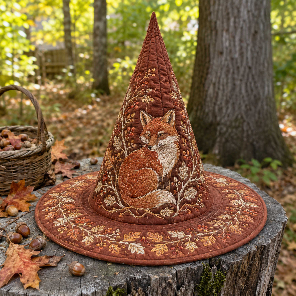 Crystal Magic quilted witch hat, all-over print on cone and brim