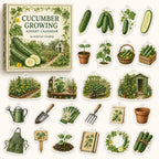 Cucumber Growing calendar box and24 printed acrylic garden charms