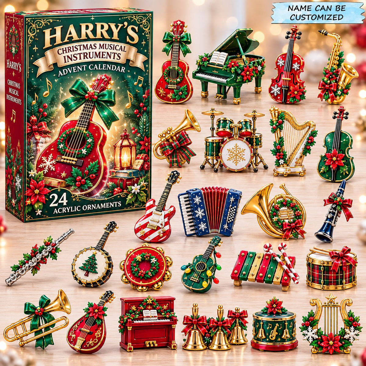 Custom Name Christmas Musical Instruments advent calendar