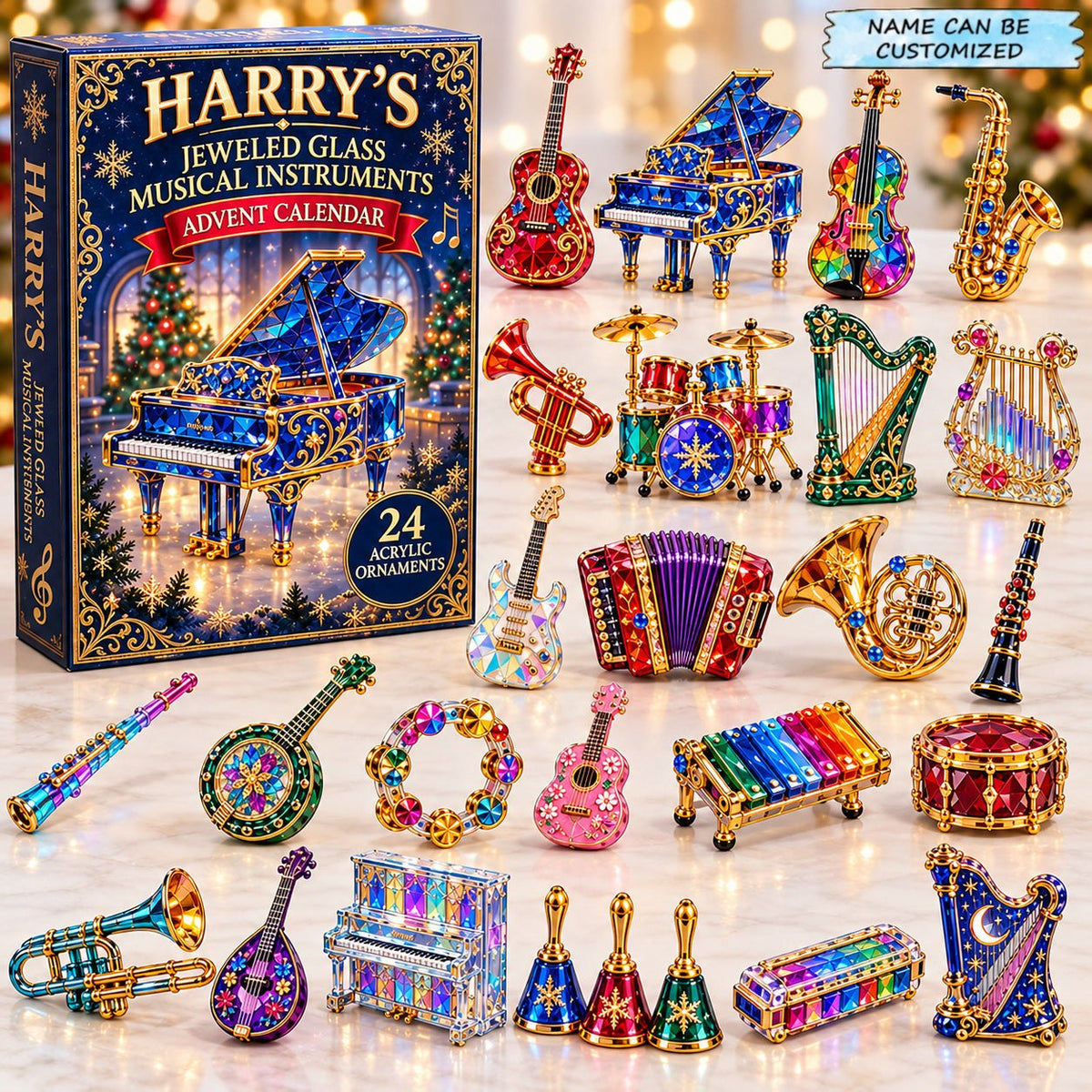 Custom Name Jeweled Glass Instruments advent calendar