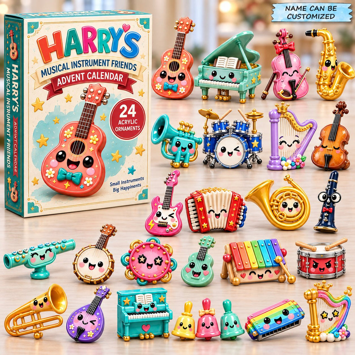 Custom Name Kawaii Musical Instrument advent calendar