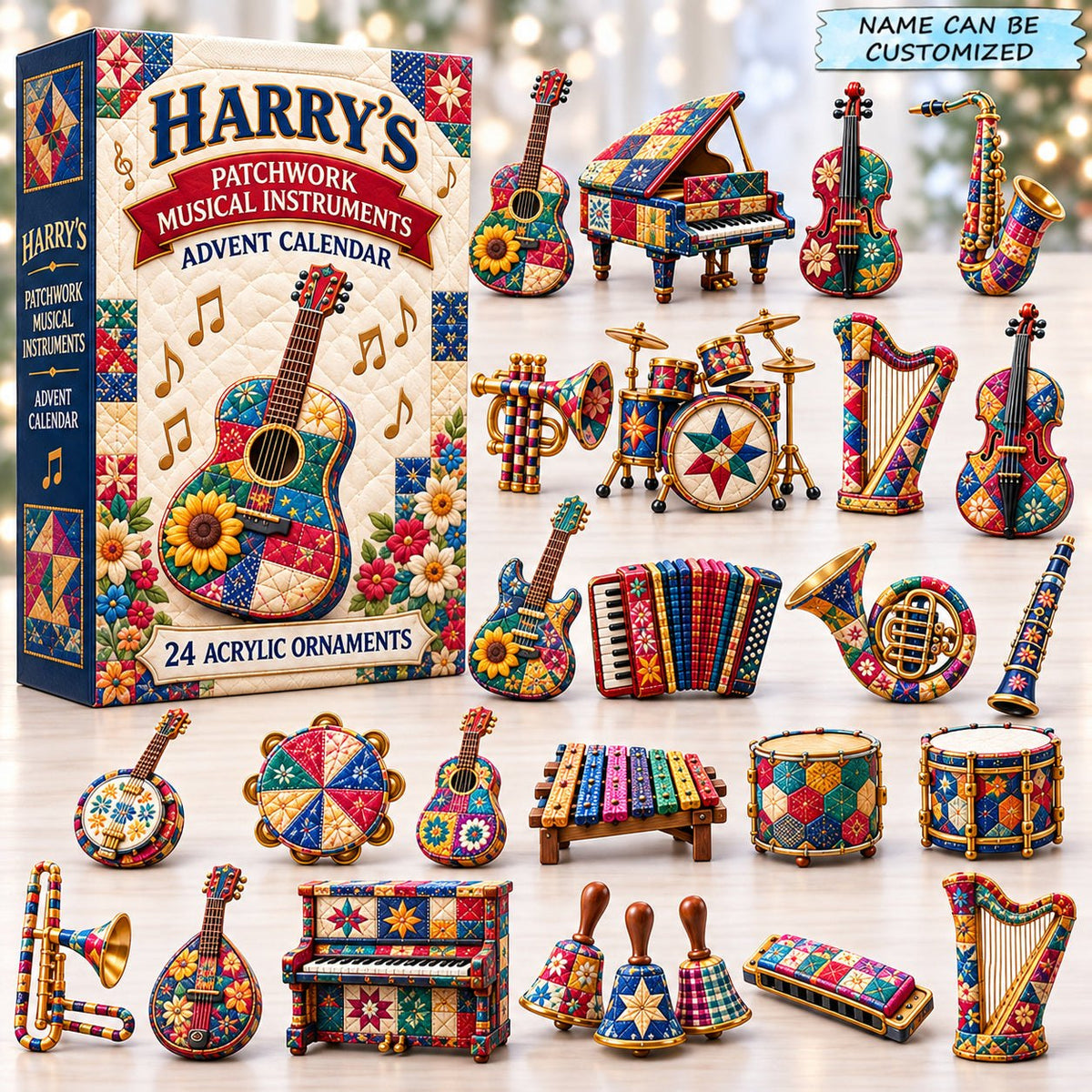 Custom Name Patchwork Musical Instruments advent calendar