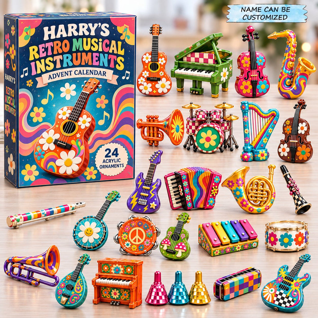 Custom Name Retro Musical Instruments advent calendar