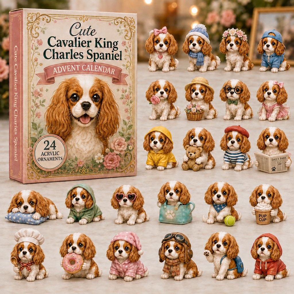 Cute Cavalier King Charles Spaniel advent calendar