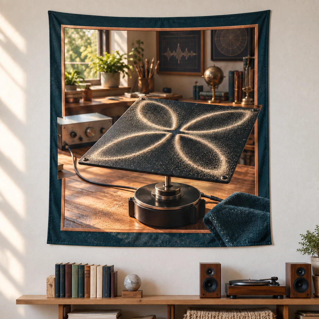 Cymatics Sound Study Wall Tapestry with original printed optical 3D artwork