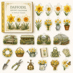 Daffodil advent calendar box and 24 floral printed acrylic charms
