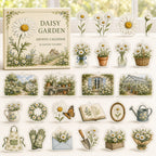 Daisy advent calendar box with 24 printed acrylic flower charms