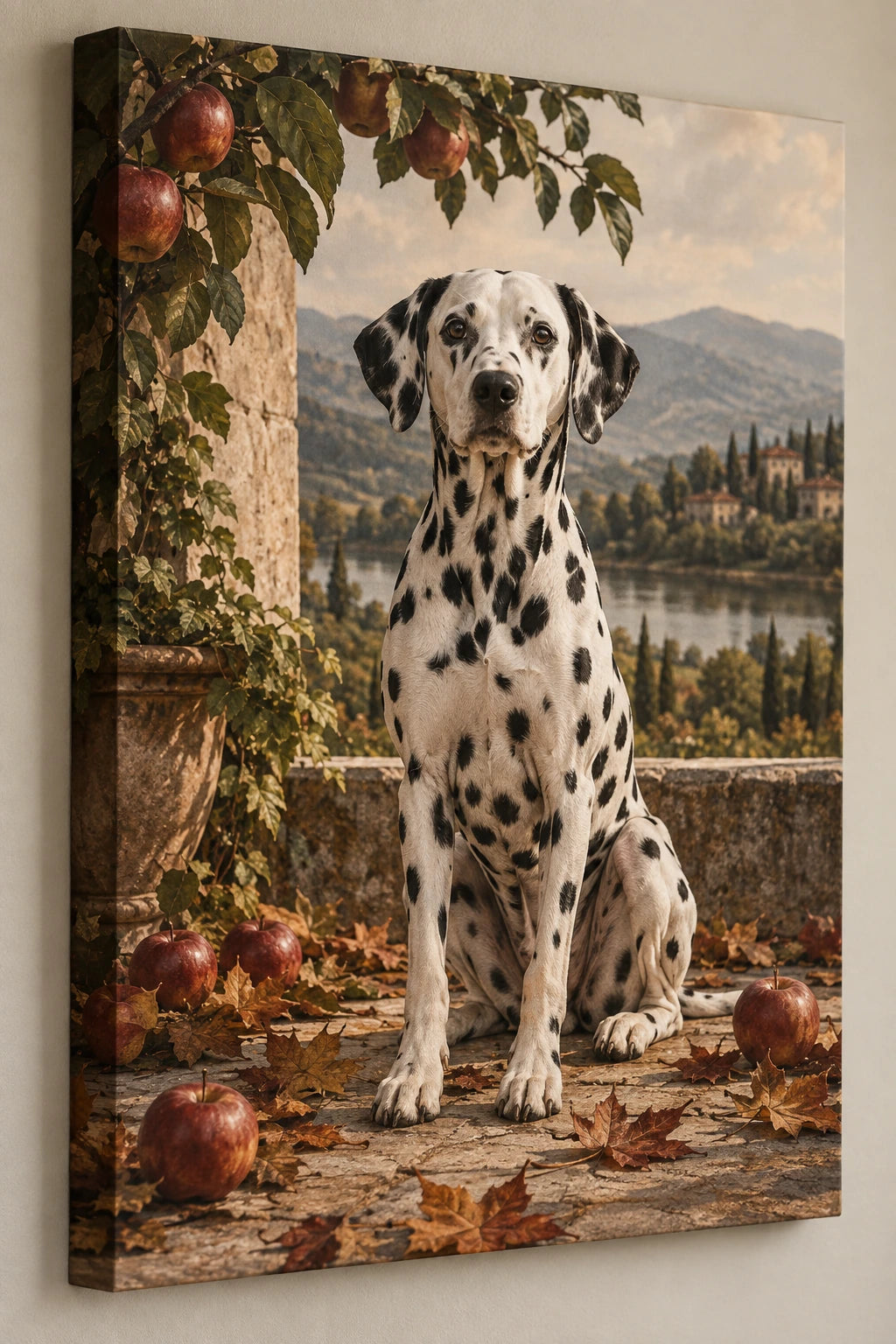 Dalmatian Autumn Orchard Canvas Wall Art with printed dimensional artwork