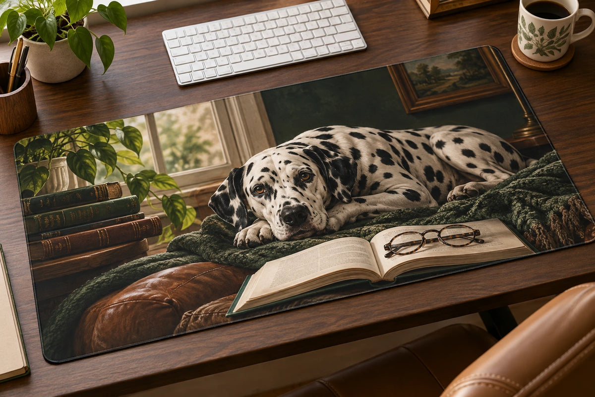 Dalmatian Reading Companion Desk Mat with printed dimensional artwork