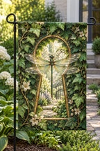 Damselfly Garden Keyhole Garden Flag with printed dimensional artwork