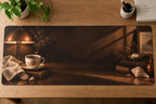 Decaf Evening Cup Coastal Morning Desk Mat with printed dimensional artwork