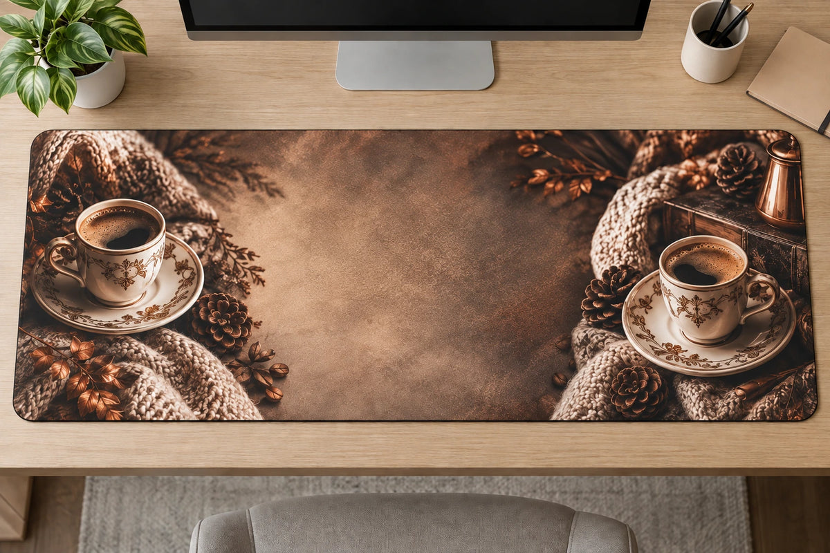 Demitasse Set Cabin Brew Desk Mat with printed dimensional artwork
