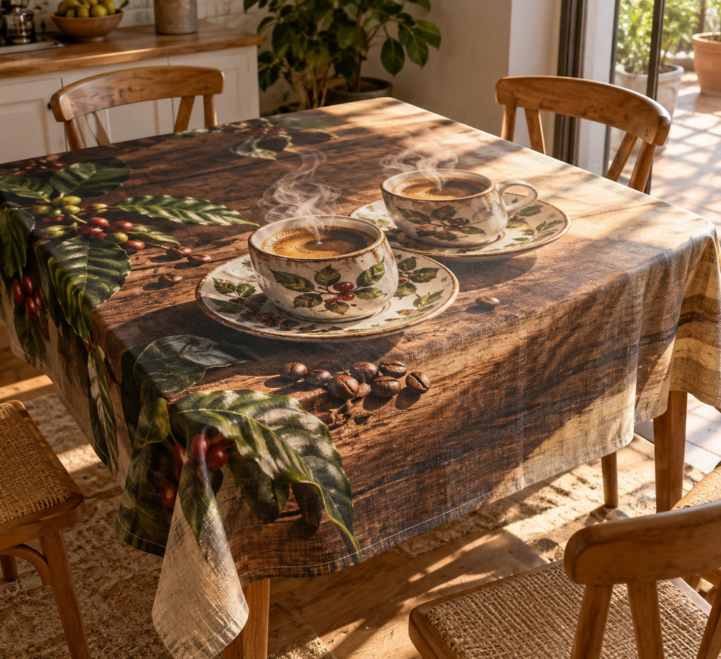 Demitasse Set Morning Sunbeam Tablecloth with printed 3D depth