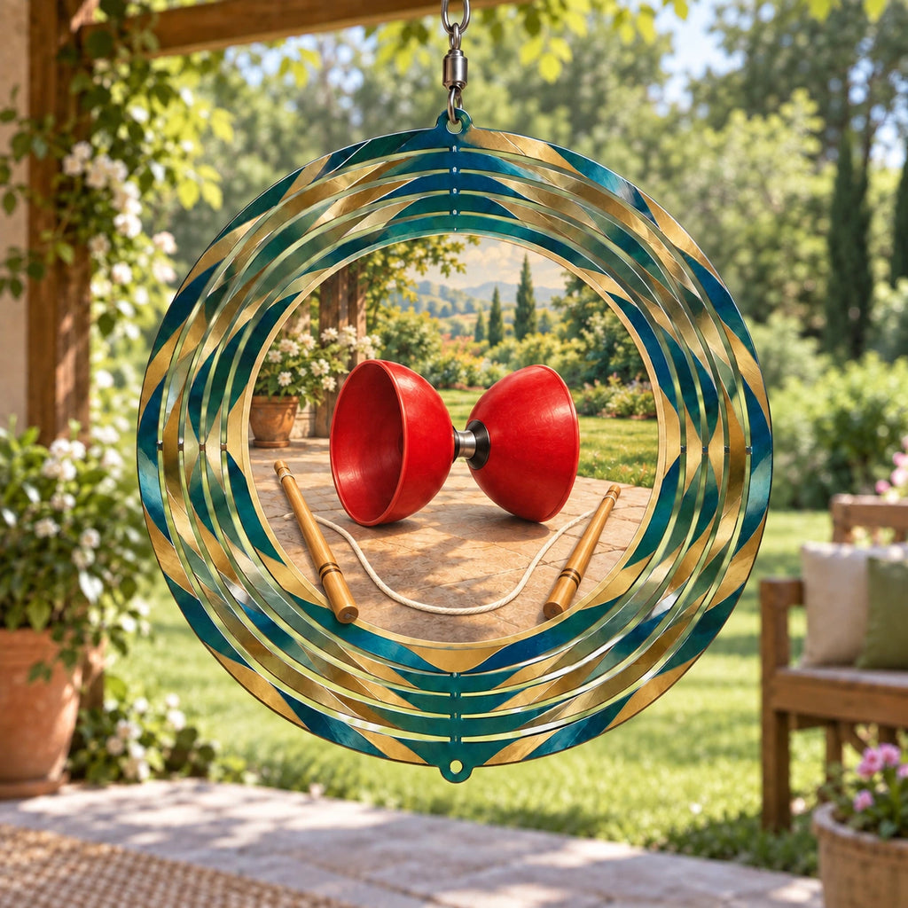 Diabolo Garden Practice Wind Spinner with original printed optical 3D artwork