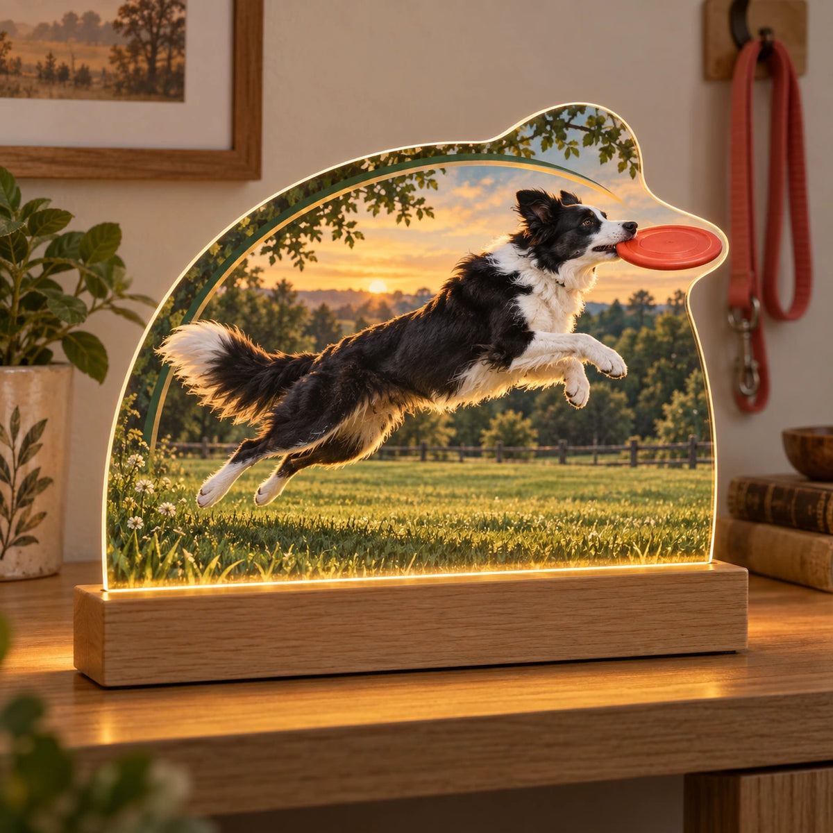 Disc Dog Meadow Leap Acrylic Night Light with original printed optical 3D artwork