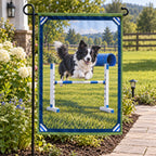 Dog Agility Meadow Jump Garden Flag with original printed optical 3D artwork