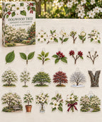 Dogwood Tree advent calendar with 24 custom-shaped flat acrylic charms and printed dimensional artwork