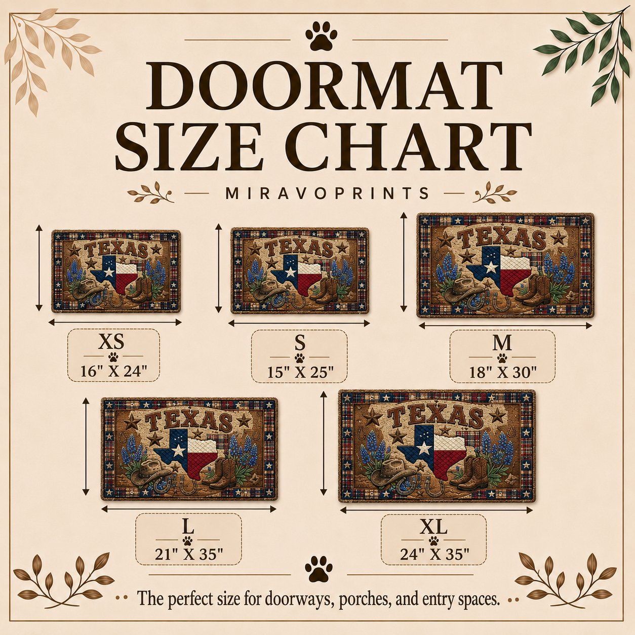 Holly Flame Doormat - Seasonal Holiday Design | Printed Welcome Doormat