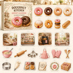 Doughnut Making advent calendar box and 24 printed acrylic bakery charms