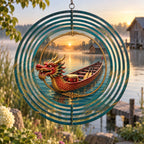Dragon Boat Lakeside Wind Spinner with original printed optical 3D artwork