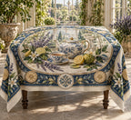 Earl Grey Ritual Botanical Circle Tablecloth with printed dimensional artwork