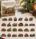 Eastern Box Turtle advent calendar with 24 custom-shaped flat acrylic charms and printed dimensional artwork